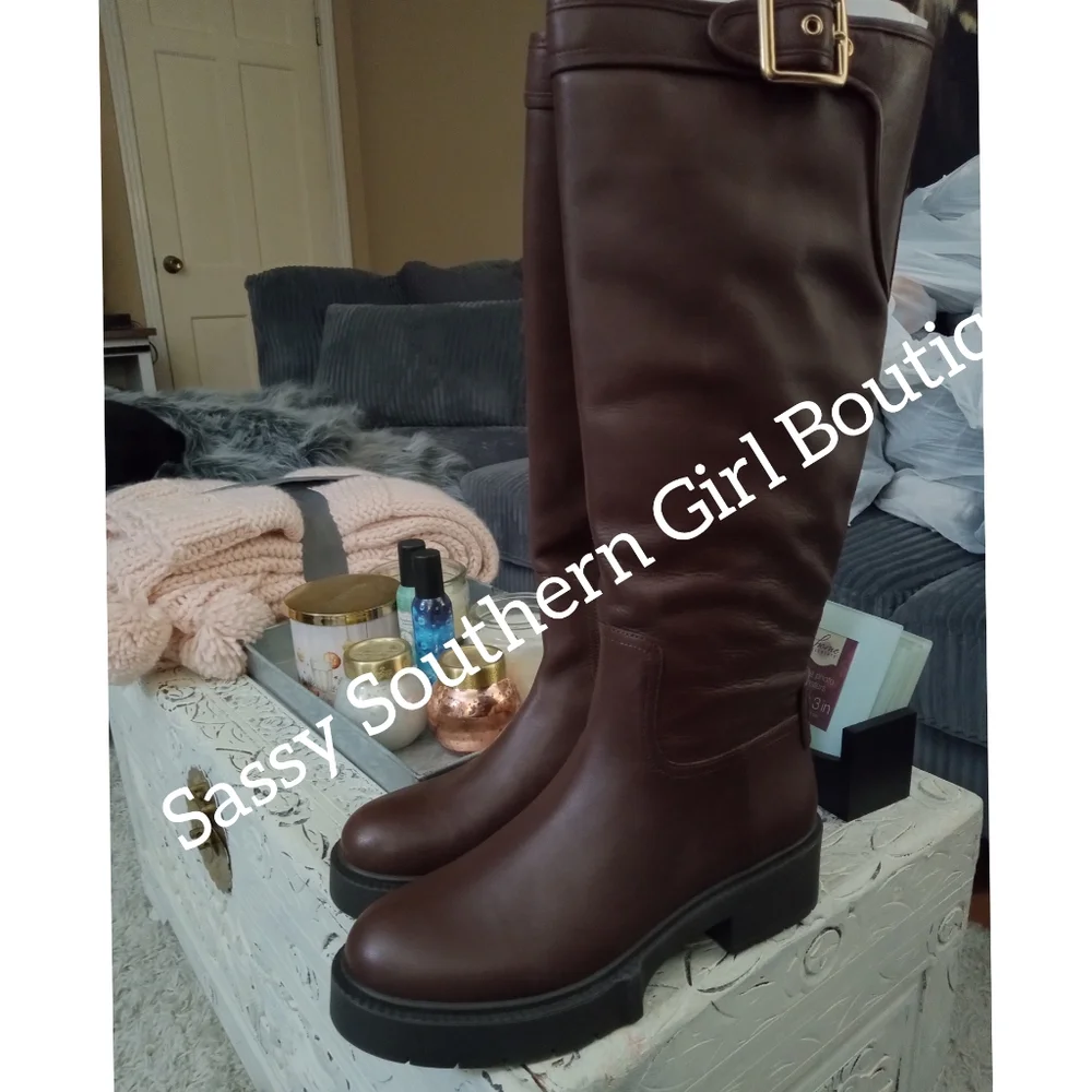 🆕⭐ COACH brown chunky sole boots